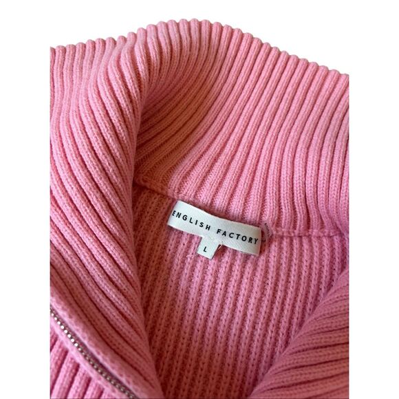 English Factory Contrast Zip Pullover Sweater size L Pink Red - Picture 4 of 10